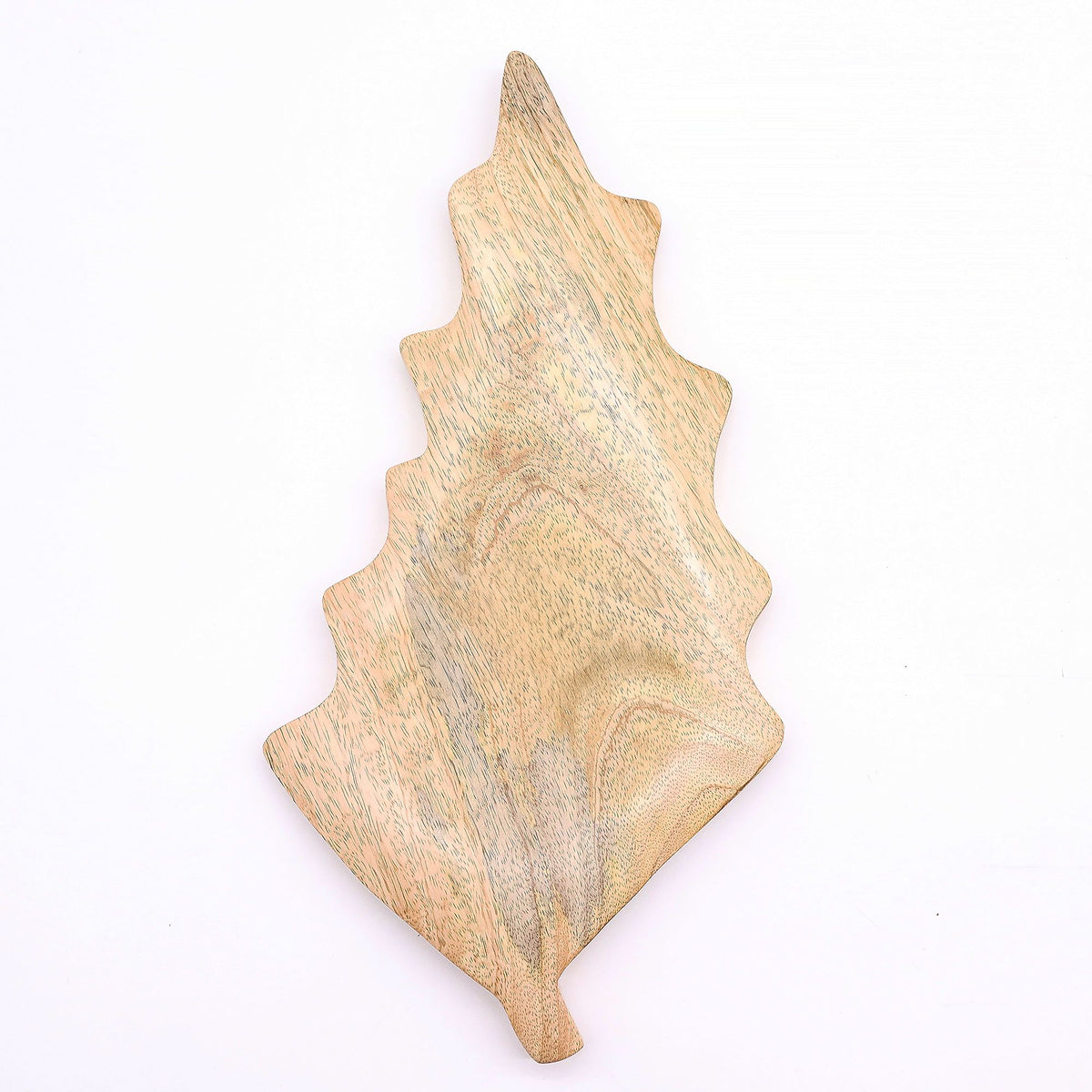 Ciotola a foglia in legno di mango e smalto verde – 33 x 17 cm