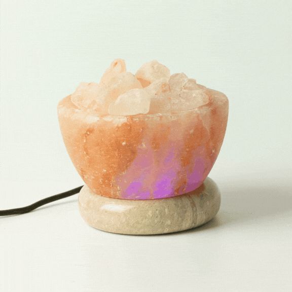 Lampada di sale "Braciere" USB con pietre di sale – luce multicolore