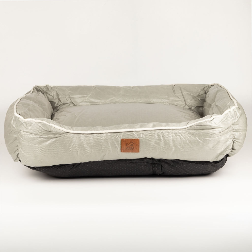 Cuccia beige kaki con bordino crema – media, 70 × 60 × 15 cm