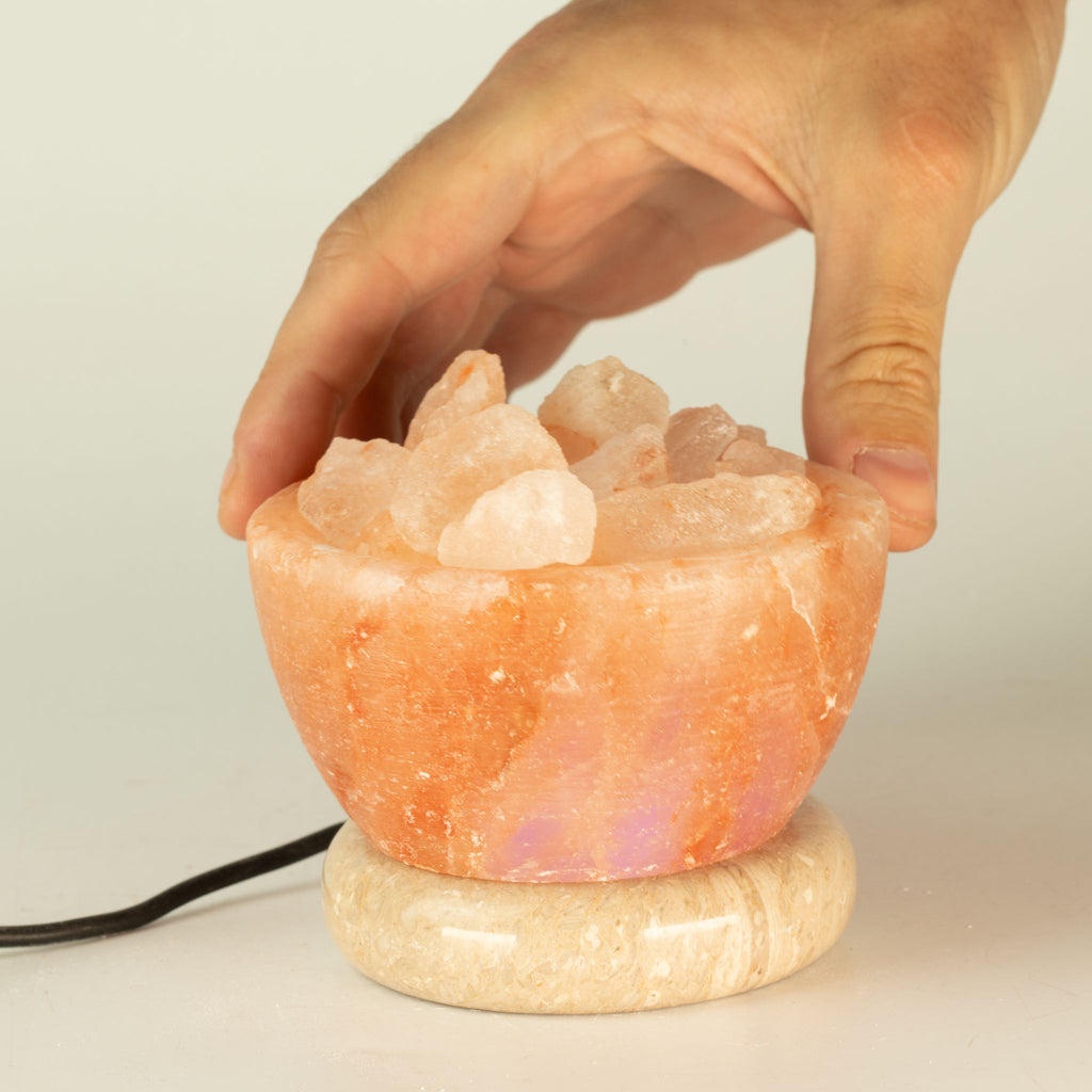 Lampada di sale "Braciere" USB con pietre di sale – luce multicolore