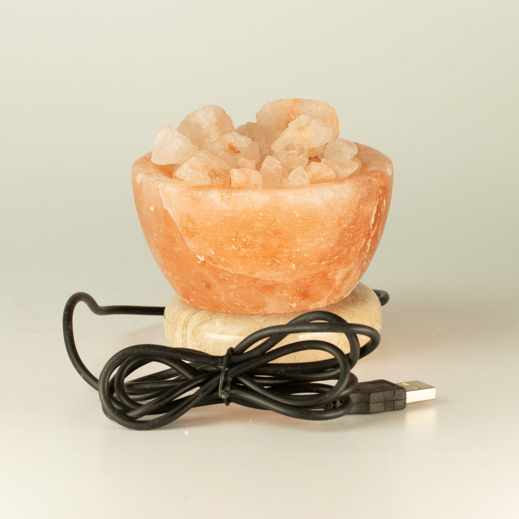 Lampada di sale "Braciere" USB con pietre di sale – luce multicolore