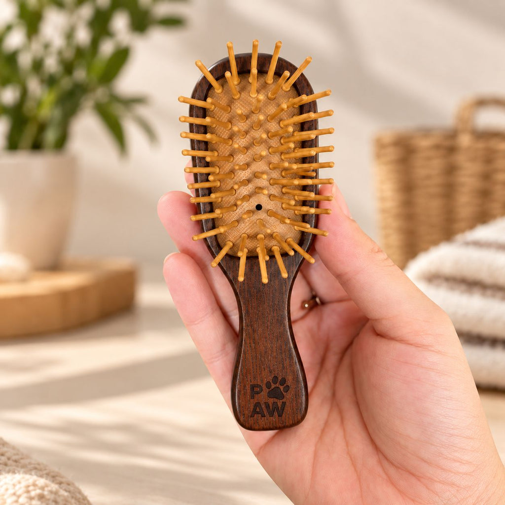 Mini spazzola massaggiante con dentini in bambù