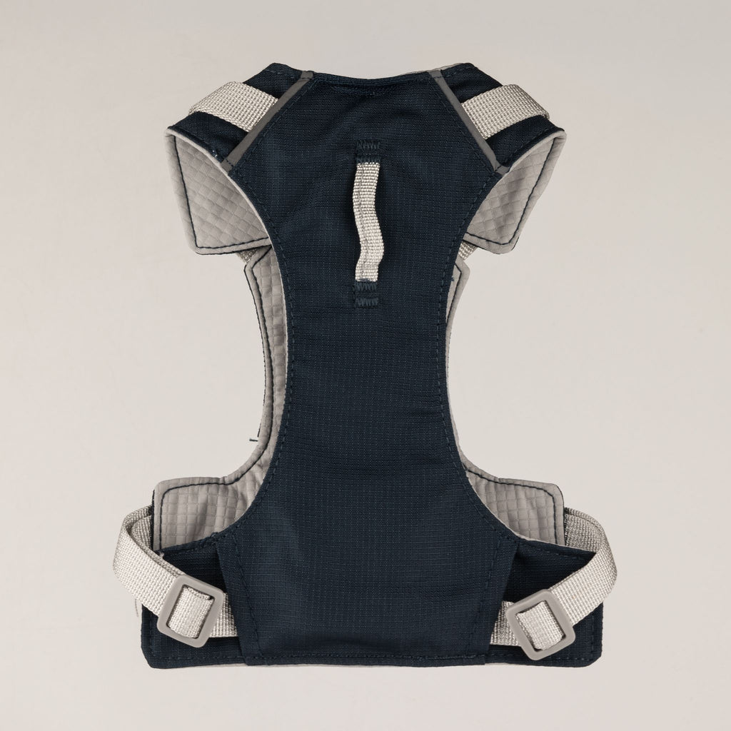 Pettorina Guardian grigio roccia con ciondolo in ossidiana nera – taglia S (4–8 kg)