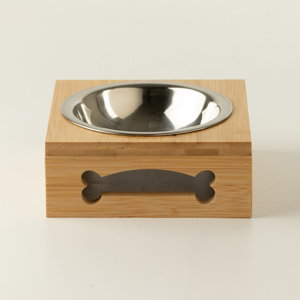 Ciotola in acciaio inox con supporto in legno – 12 cm