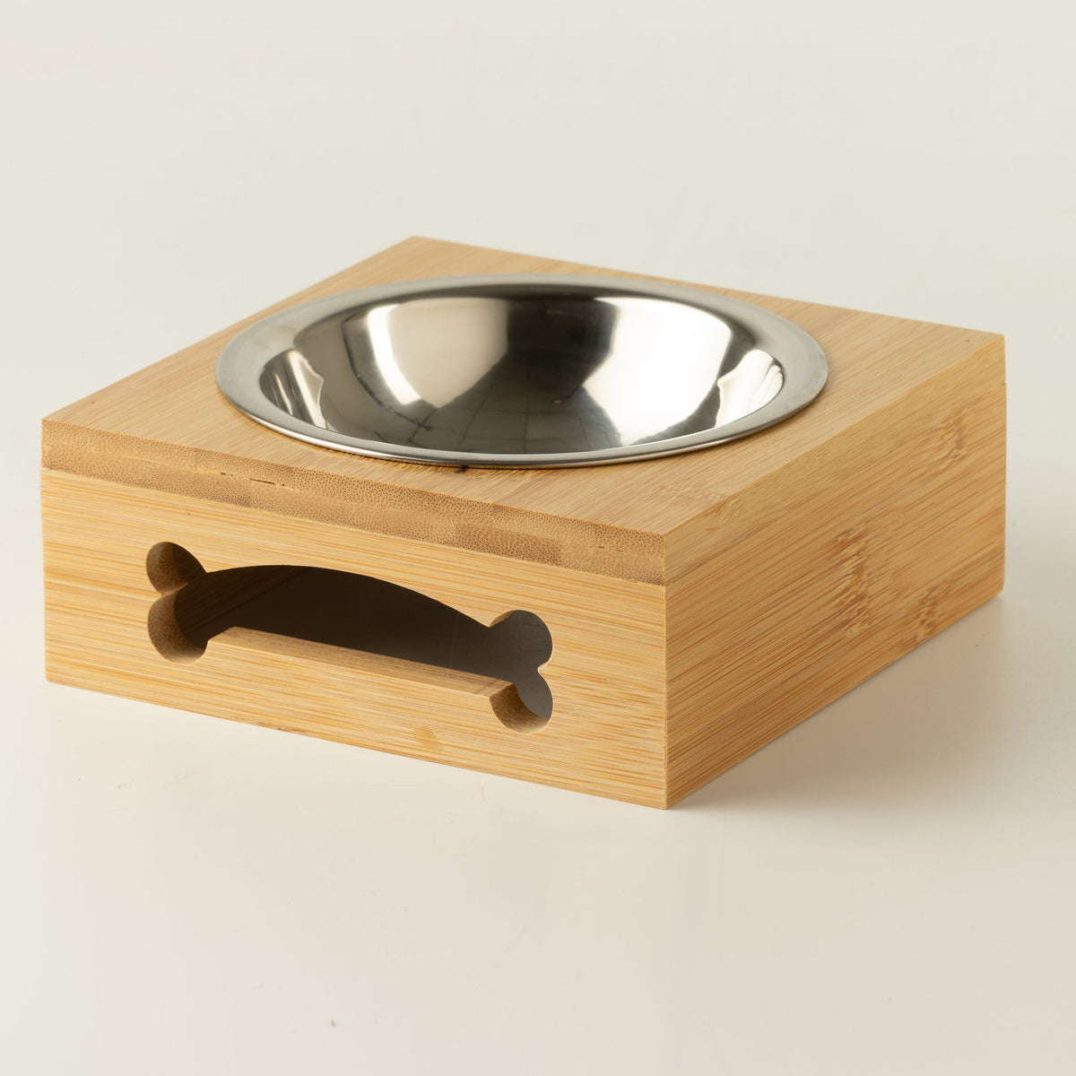 Ciotola in acciaio inox con supporto in legno – 12 cm