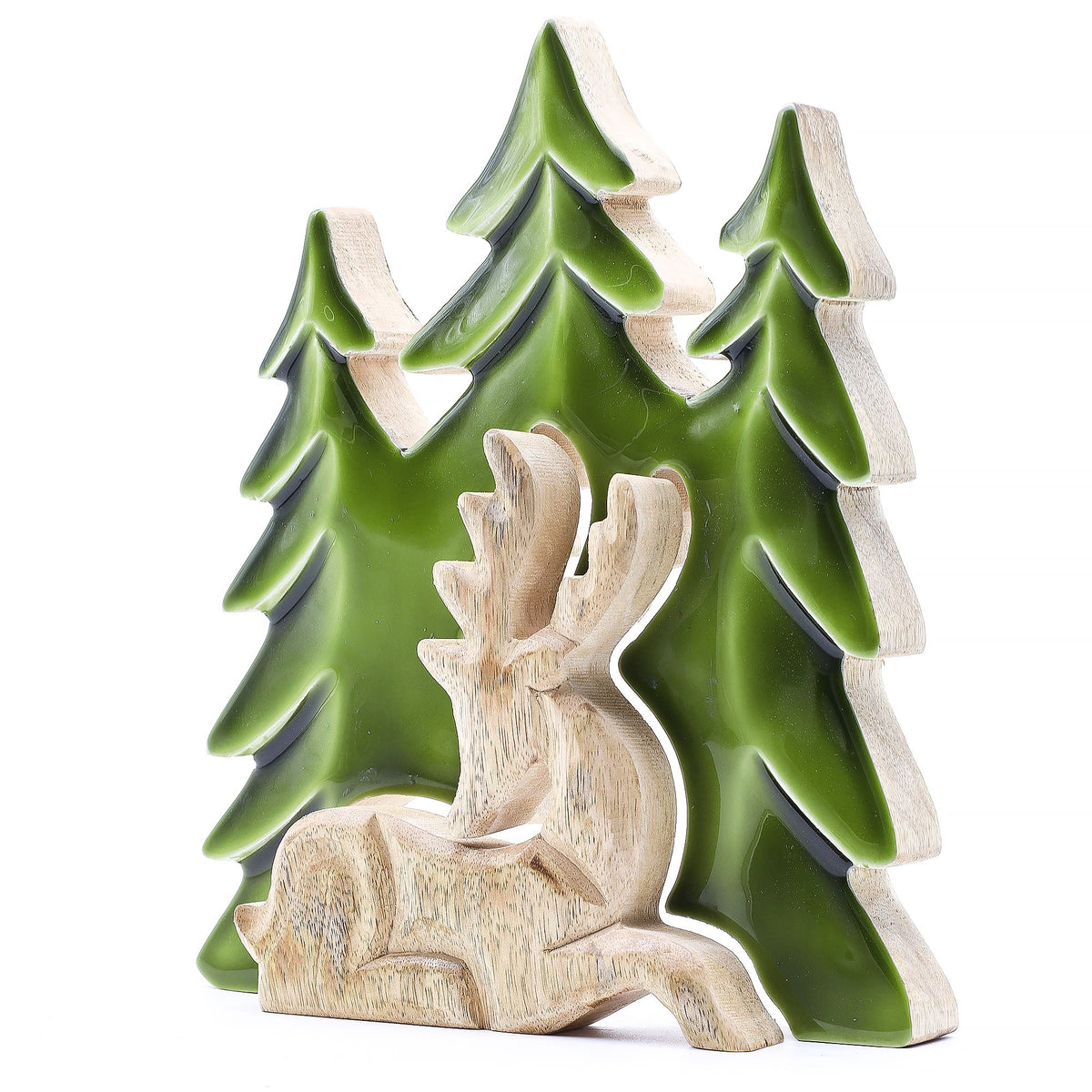 Decorazione 3D in legno "Cervo nel bosco" – 23 x 20 cm
