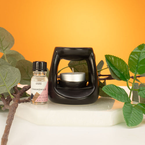 Bruciatore per essenze in ceramica nero opaco "Zen"