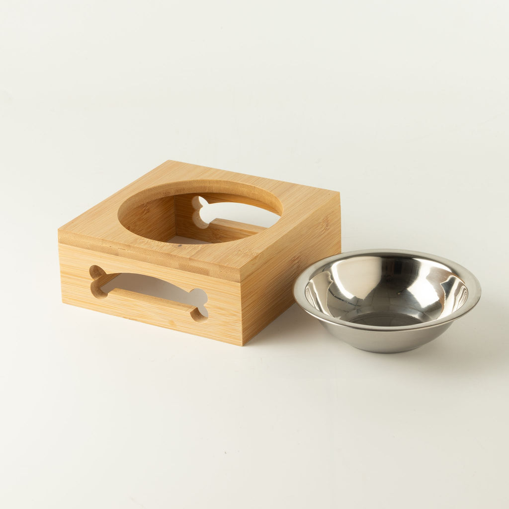 Ciotola in acciaio inox con supporto in legno – 12 cm