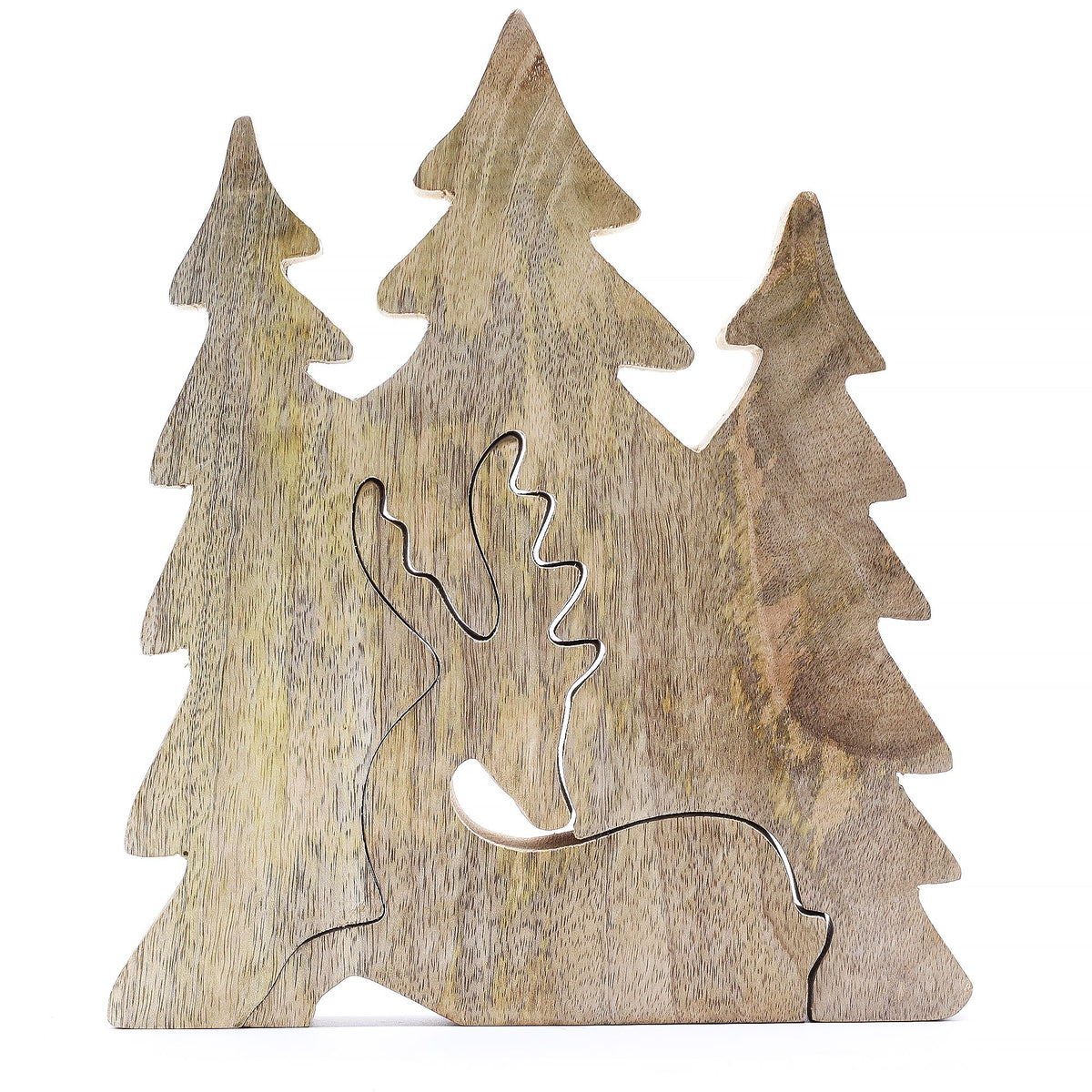 Decorazione 3D in legno "Cervo nel bosco" – 23 x 20 cm