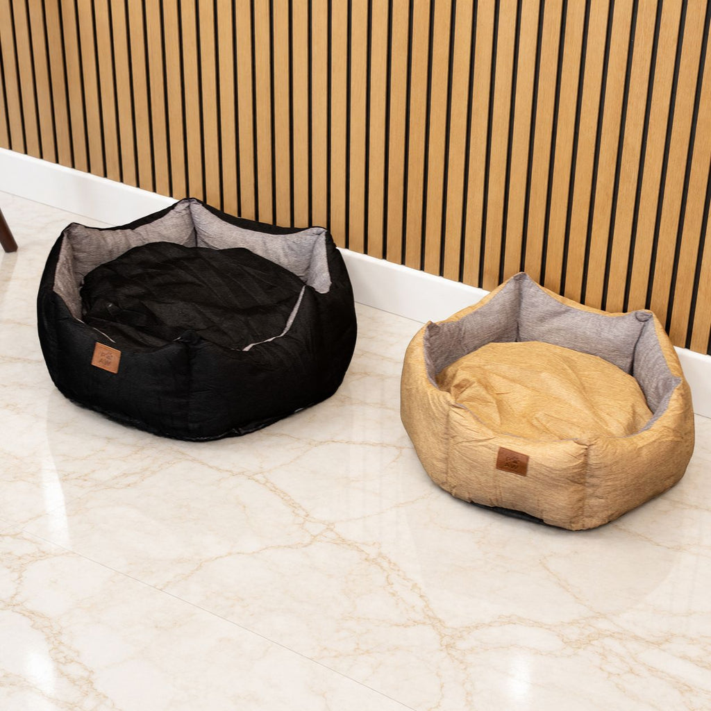 Cuccia a corona Royal nera e grigia – grande, 60 × 60 × 26 cm