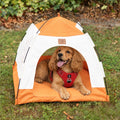 Cuccia a tenda beige e arancione – grande, 58 × 58 × 48 cm