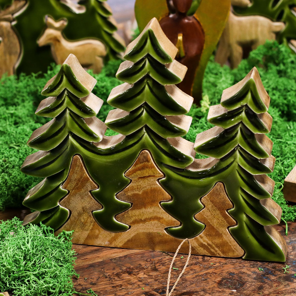 Decorazione 3D in legno "Tre alberi" – 20 x 23 cm