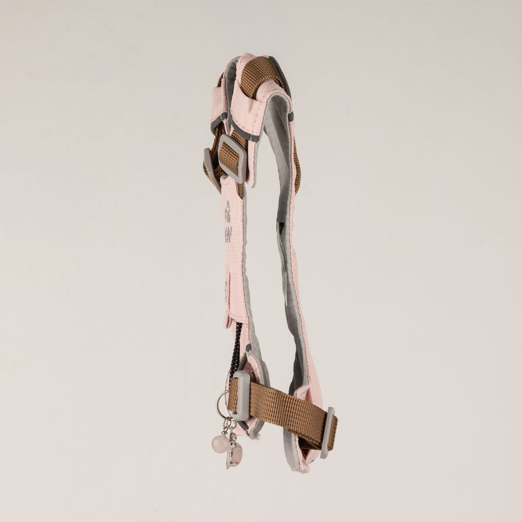 Pettorina Guardian rosa cipria con ciondolo in quarzo rosa – taglia S (4–8 kg)