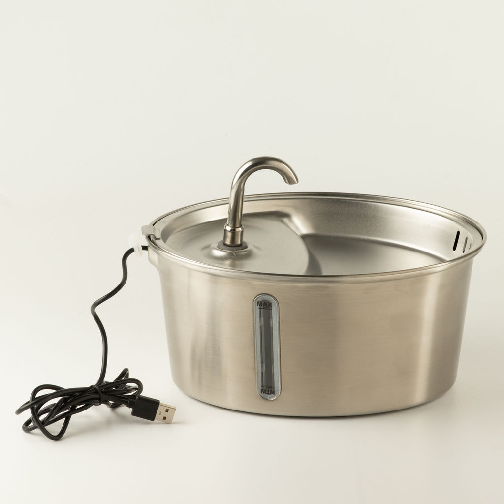 Fontanella elettrica per animali in acciaio inox – 2,5 litri, USB