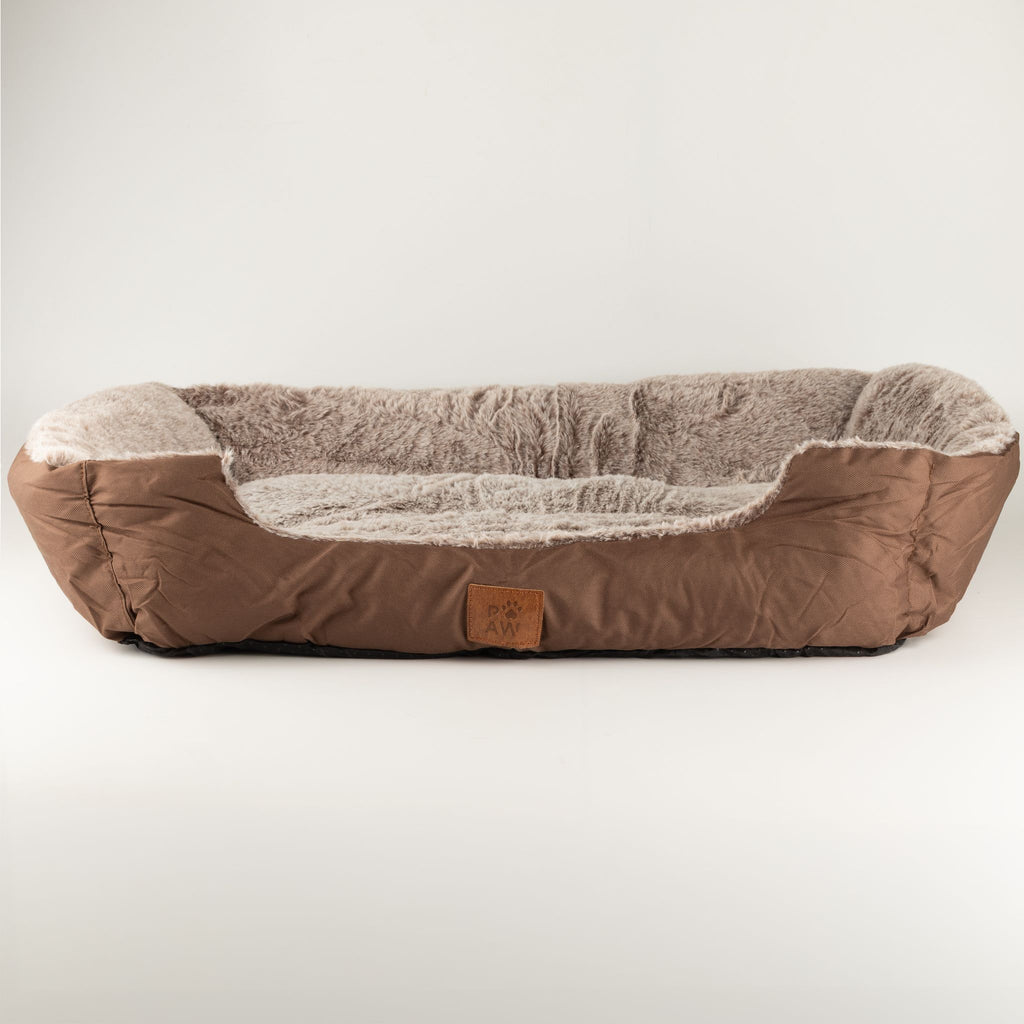 Cuccia in peluche Teddy marrone – piccola, 60 × 45 × 17 cm