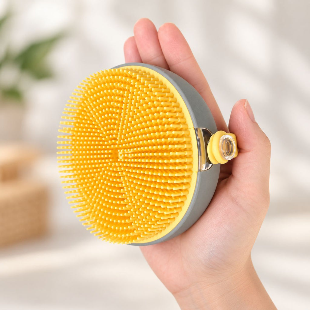 Spazzola da bagno con dosatore di shampoo in silicone