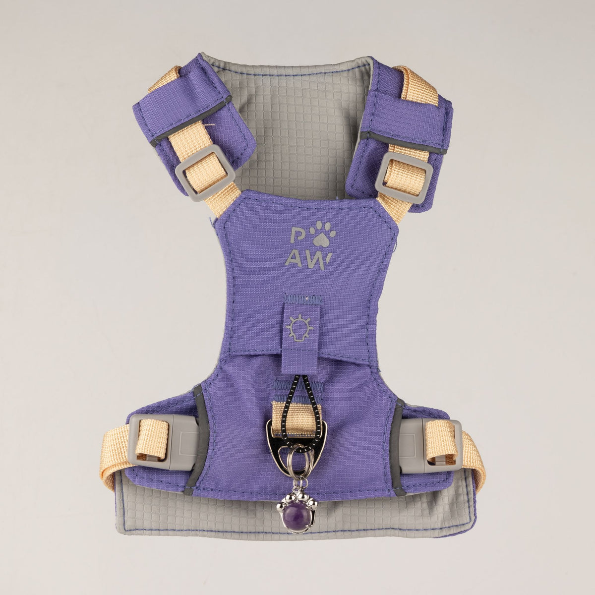 Pettorina Guardian lavanda con ciondolo in ametista – taglia S (4–8 kg)