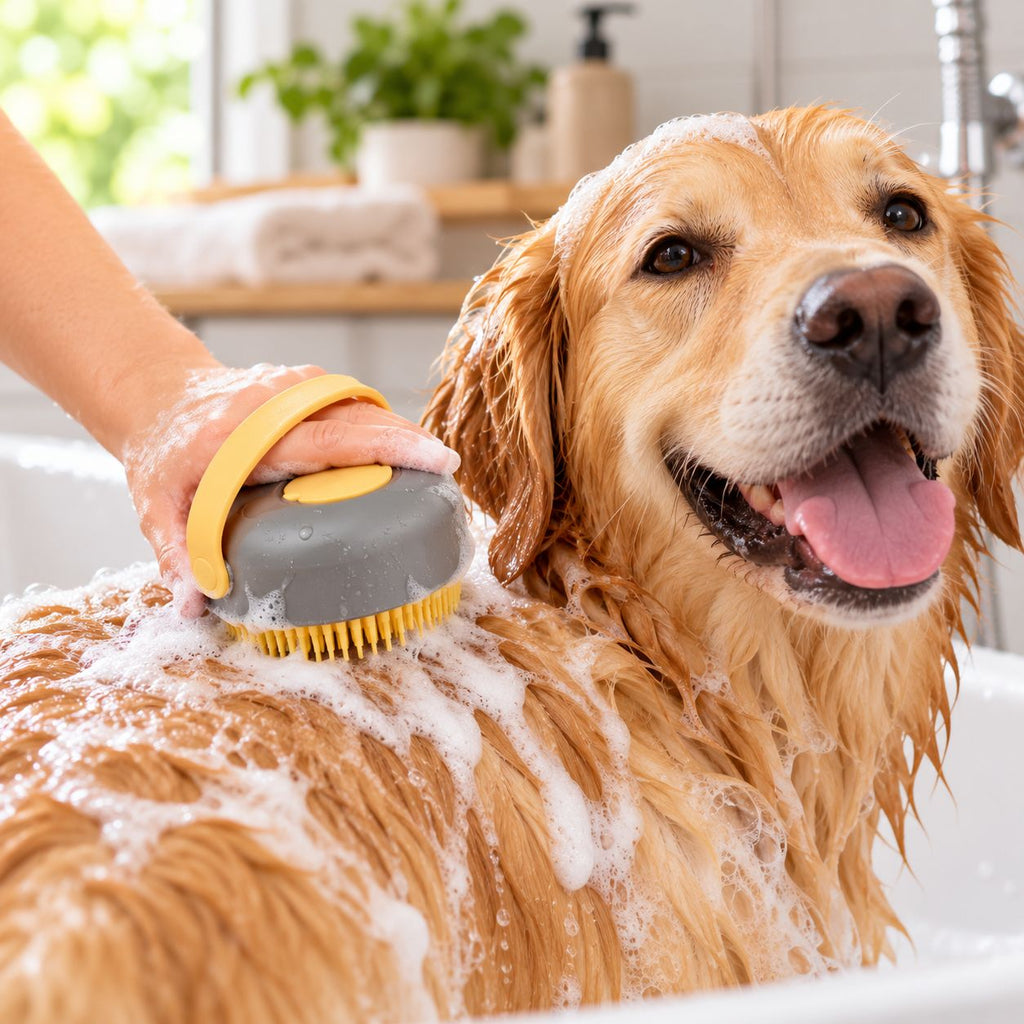 Spazzola da bagno con dosatore di shampoo in silicone