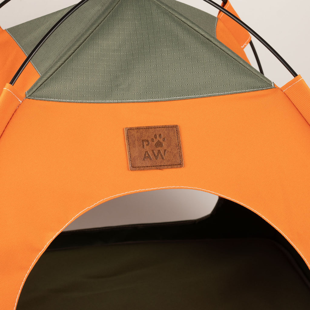 Cuccia a tenda verde e arancione – 48 × 48 × 40 cm