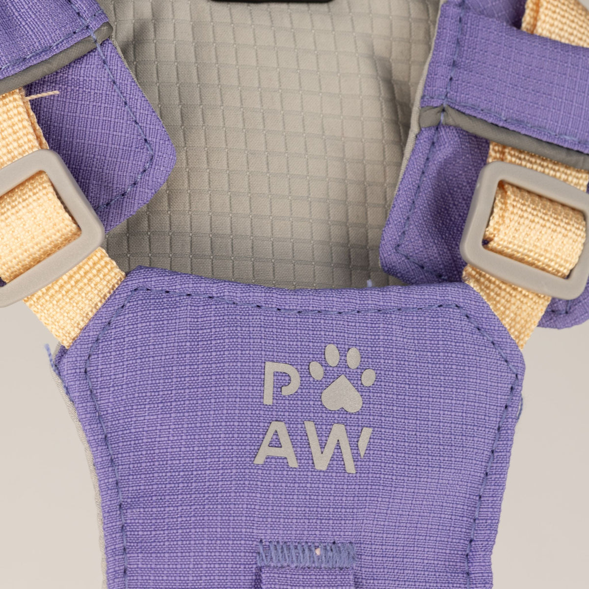 Pettorina Guardian lavanda con ciondolo in ametista – taglia S (4–8 kg)