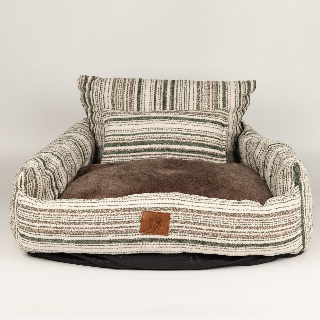 Cuccia a divanetto a righe marroni – media, 60 × 60 × 28 cm
