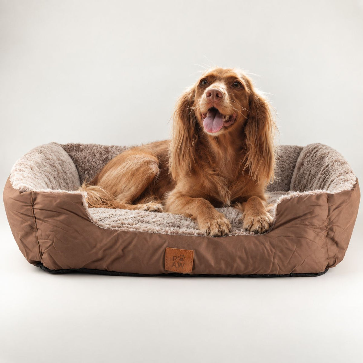 Cuccia in peluche Teddy marrone – media, 70 × 55 × 18 cm