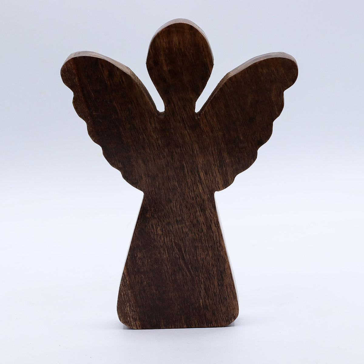 Angelo in legno di mango con ali dorate – 19 cm
