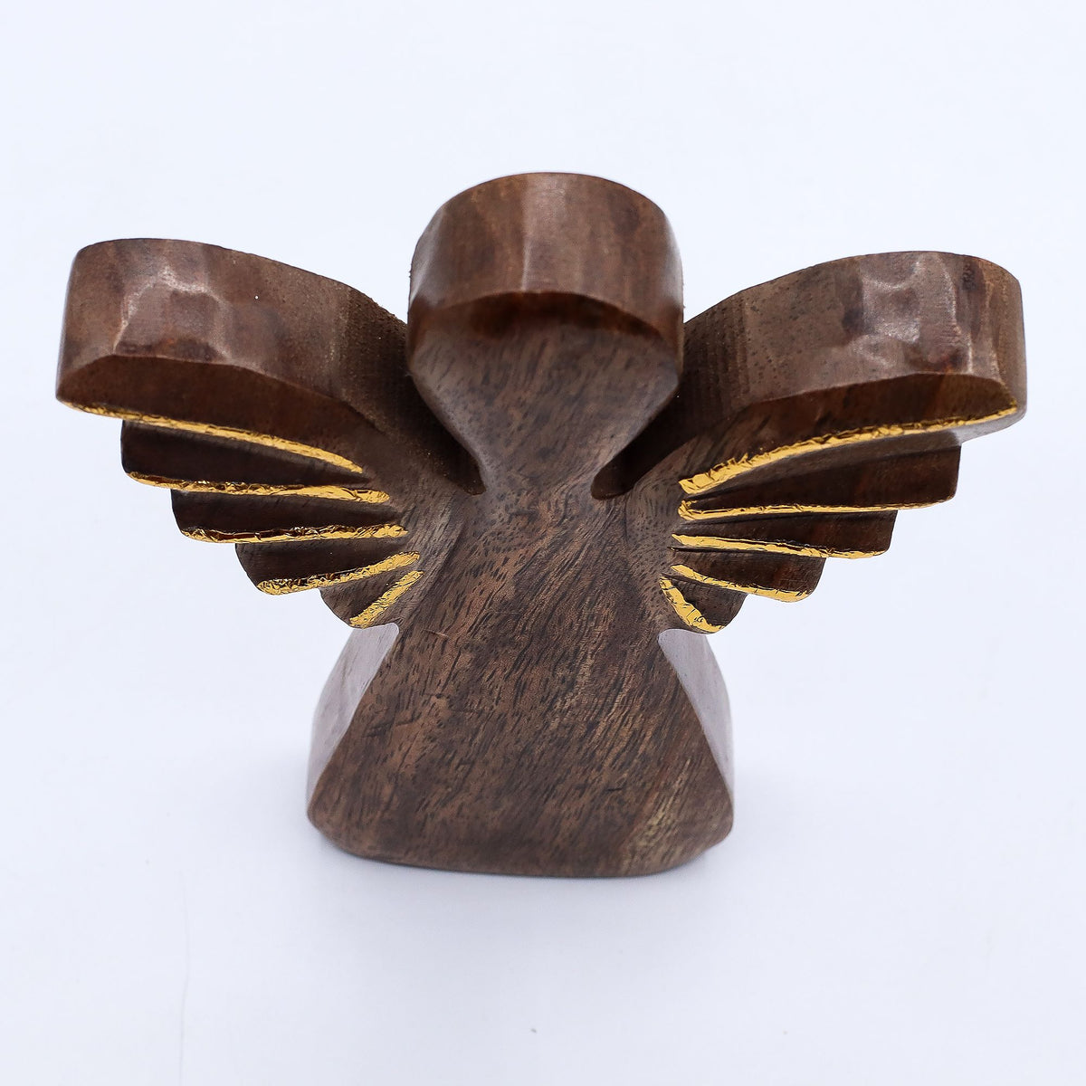 Angelo in legno di mango con ali dorate – 19 cm