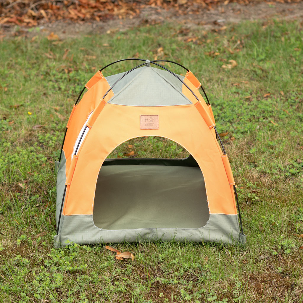 Cuccia a tenda verde e arancione – 48 × 48 × 40 cm