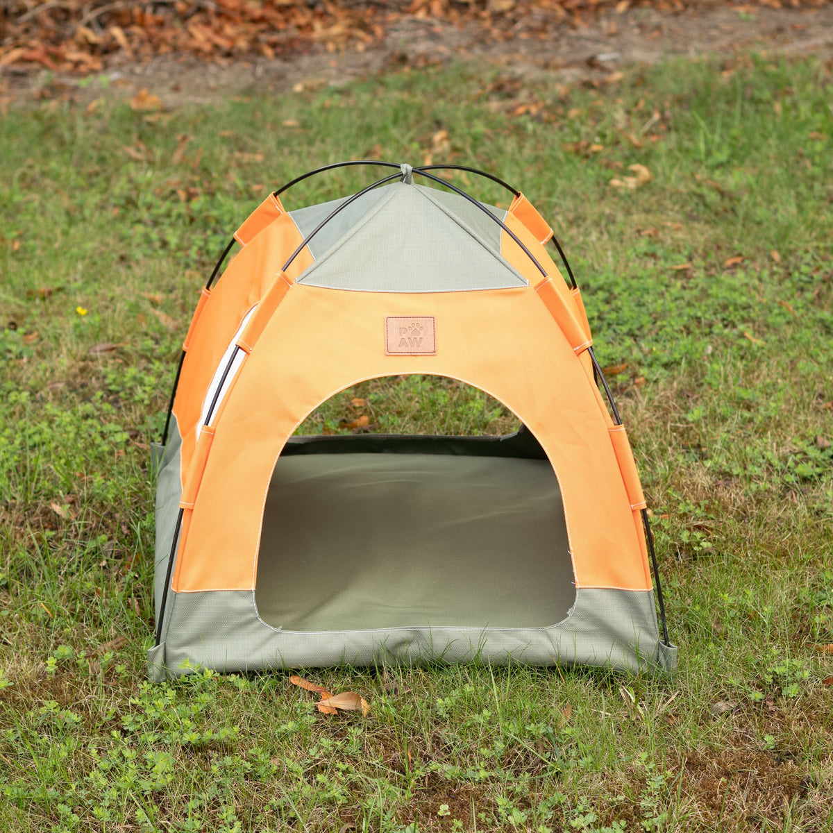 Cuccia a tenda verde e arancione – 48 × 48 × 40 cm